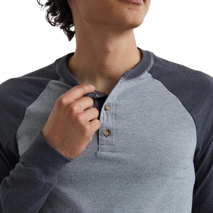 Hanes Mens Long Sleeve Beefy Henley Shirt